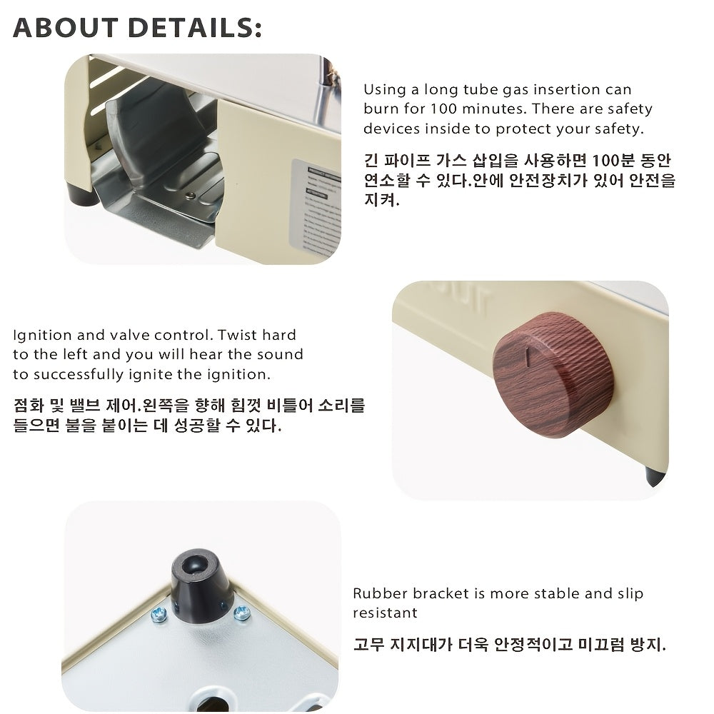 Portable Propane Stove, Small Camping Cooker, Flame Control, Easy to Carry, Ideal for Outdoor Cooking, Picnic, BBQ, Travel