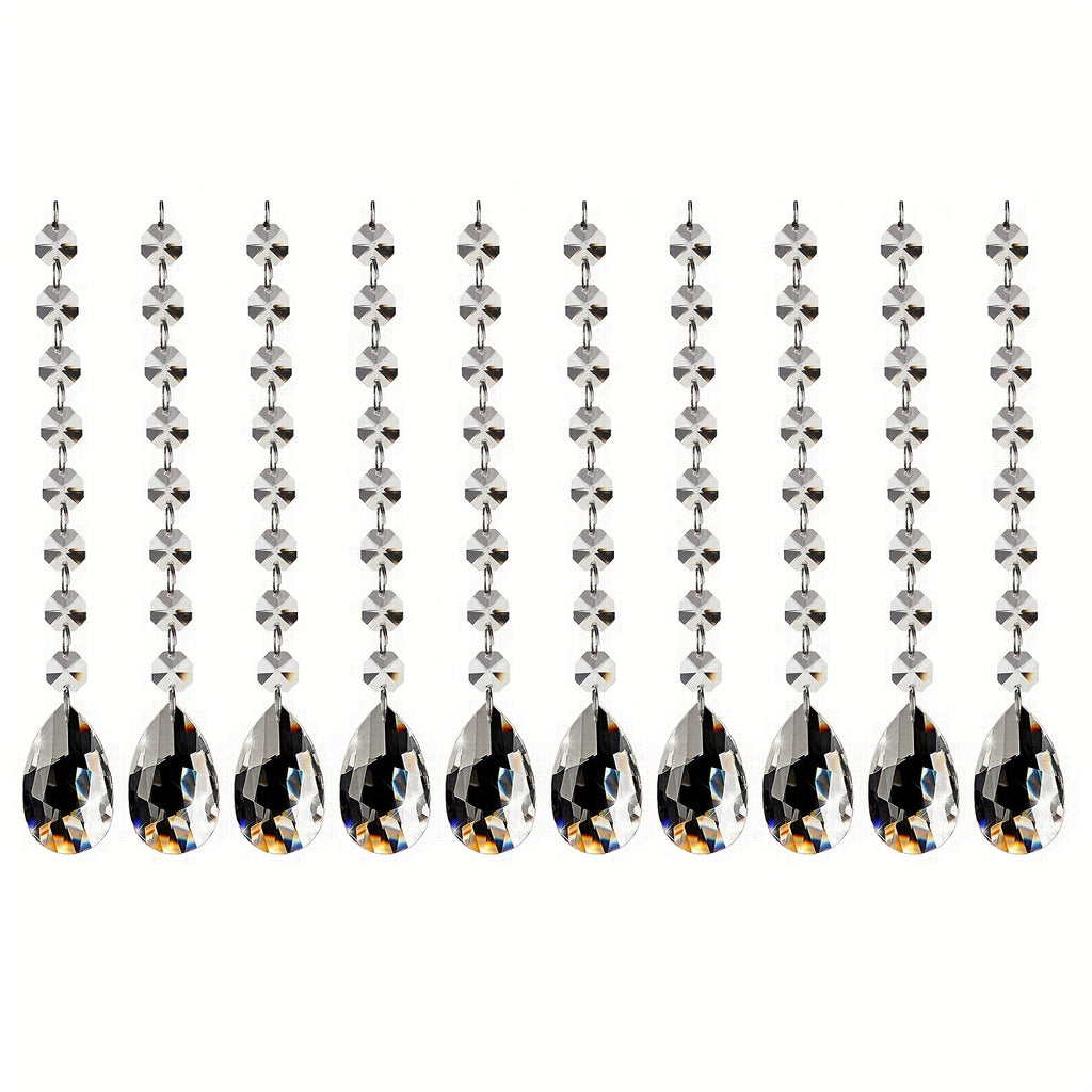 1ft angel tear pendant - 50mm - clear - 10P + octagonal beads - 14mm - clear - 13P