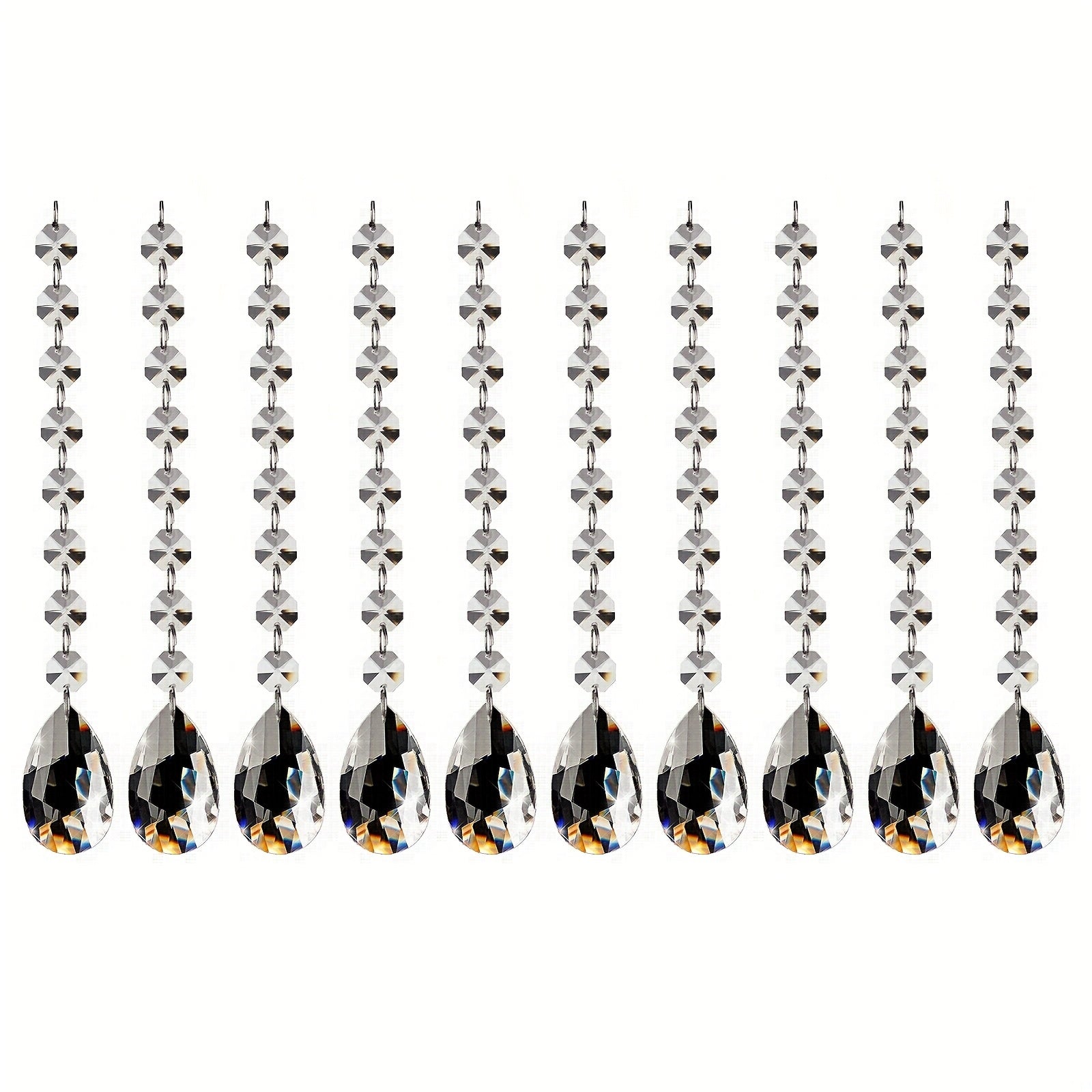 1ft angel tear pendant - 50mm - clear - 10P + octagonal beads - 14mm - clear - 13P