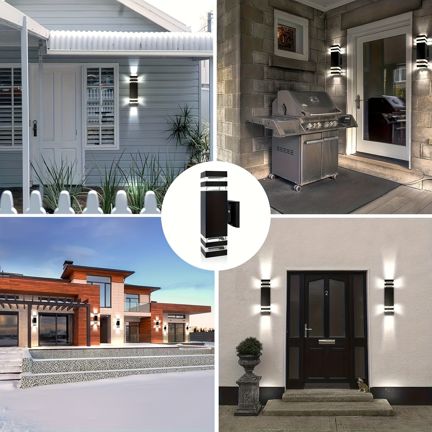 2-Pack, IP44 Plastic Outdoor Wall Light, Up and Down Light Emission, E27 Socket, Hardwired, Suitable for Exterior Wall Lighting of Courtyard, Park, Garage, Porch, etc., Modern Balcony Light Staircase Wall Light, Bulb Not Included