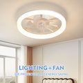 Bedroom Ceiling Fan Light with Remote Control, 17.72 Inch Diameter, Low Profile Flush Mount Upgrade Fan, 6 Speed Levels, Dimmable LED Light, Quiet DC Motor Operation