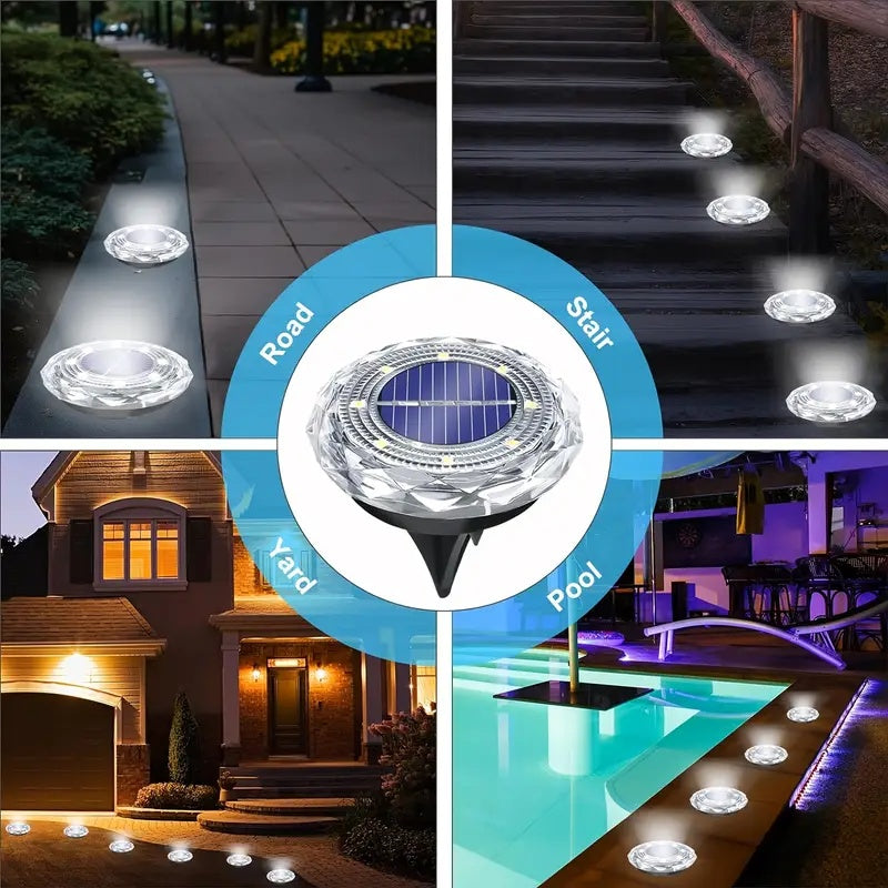 20 Pack Solar Ground Light Outdoor Waterproof Landscape Lighting, Stainless Steel Decorative Ground Light for Courtyard Path Lawn Garden Patio Driveway Walkway (Cool & Warm White Light), Garden Decoration, Path Lighting