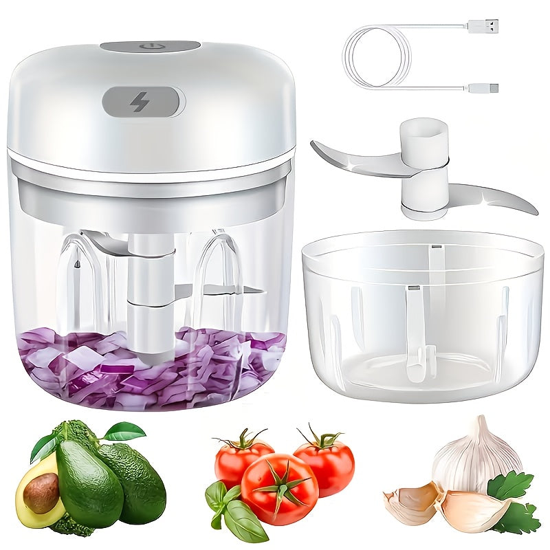8.45oz Mini Rechargeable Garlic Mincer Meat Grinder, With Fridge Magnet, Durable and Sturdy, Perfect for Mashing Garlic, Chili, Onion, Minced Meat and Nuts