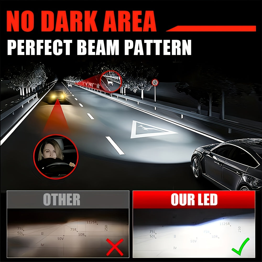 2-Pack H1 H4 H7 H11 9005 9006 9012 LED Car Headlights, 9570 CSP Chip White Light Technology, 56500 Lumens (340W) Brightness, High/Low Beam Integrated, Fast Heat Dissipation, Suitable for Various Environments, Plug-and-Play