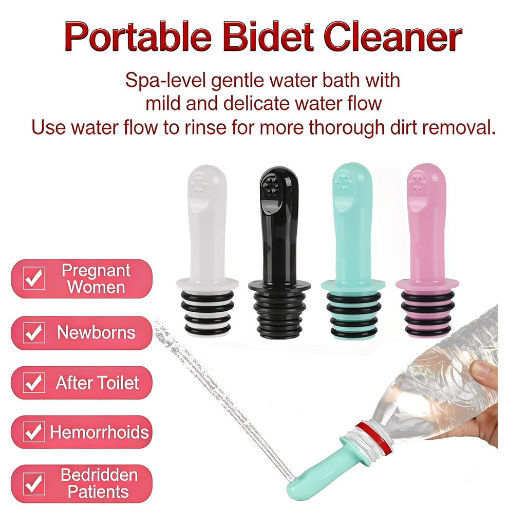 紧凑型旅行式冲洗器，用户友好，适配大多数瓶子，适合各种卫生需求，包括孕期、月经护理和老年人辅助，非常适合家庭或户外使用