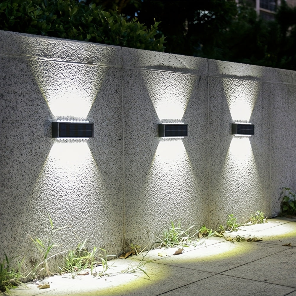 Set of 4 Solar Outdoor Garden Lights! Equipped with 12/16 LED Lights, Two-Way Wall Illumination, IP44 Rating, Easy Installation! Made of Durable Plastic, Perfect for Illuminating Outdoor Paths in Your Garden, Pathway Light, Solar Design