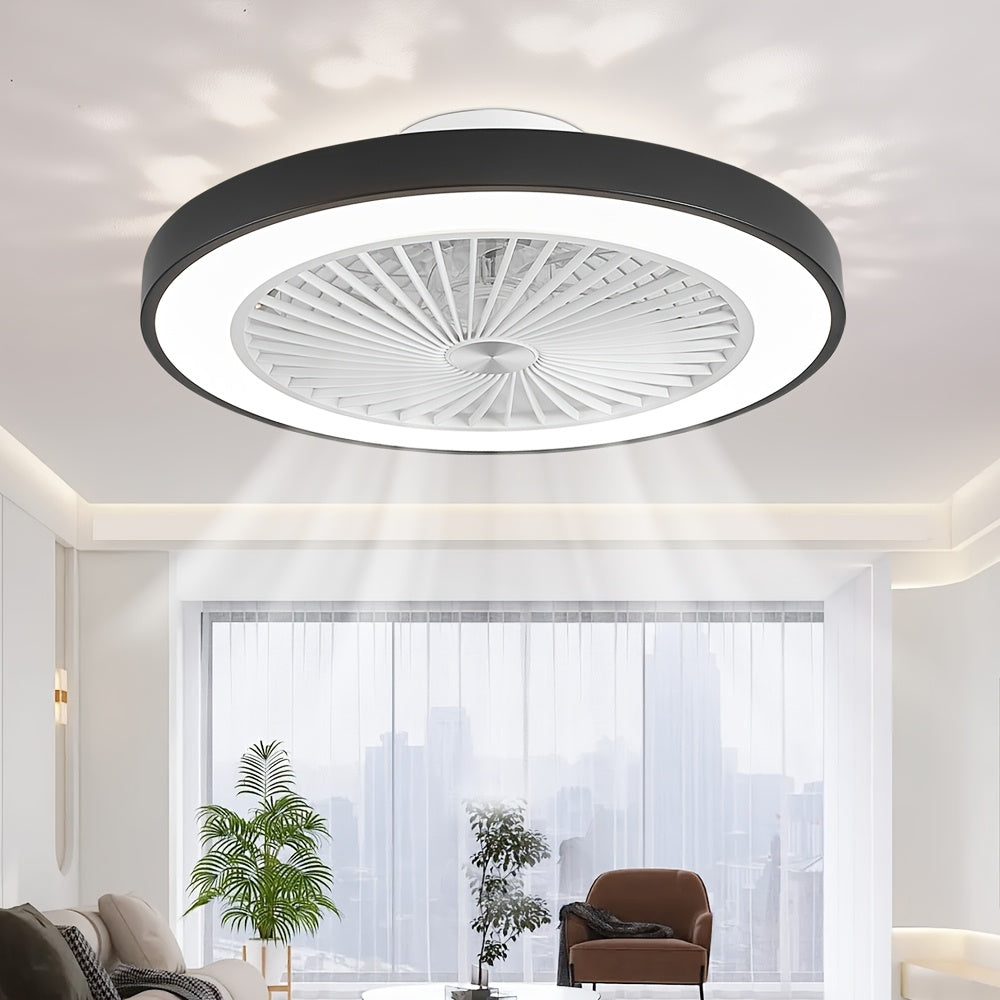 20 Inch Ceiling Fan with Light, Modern Low Profile, Upgraded Flush Mount Ceiling Fan, 6 Speeds, Dimmable LED & Quiet Motor, Ideal for Bedroom Living Room