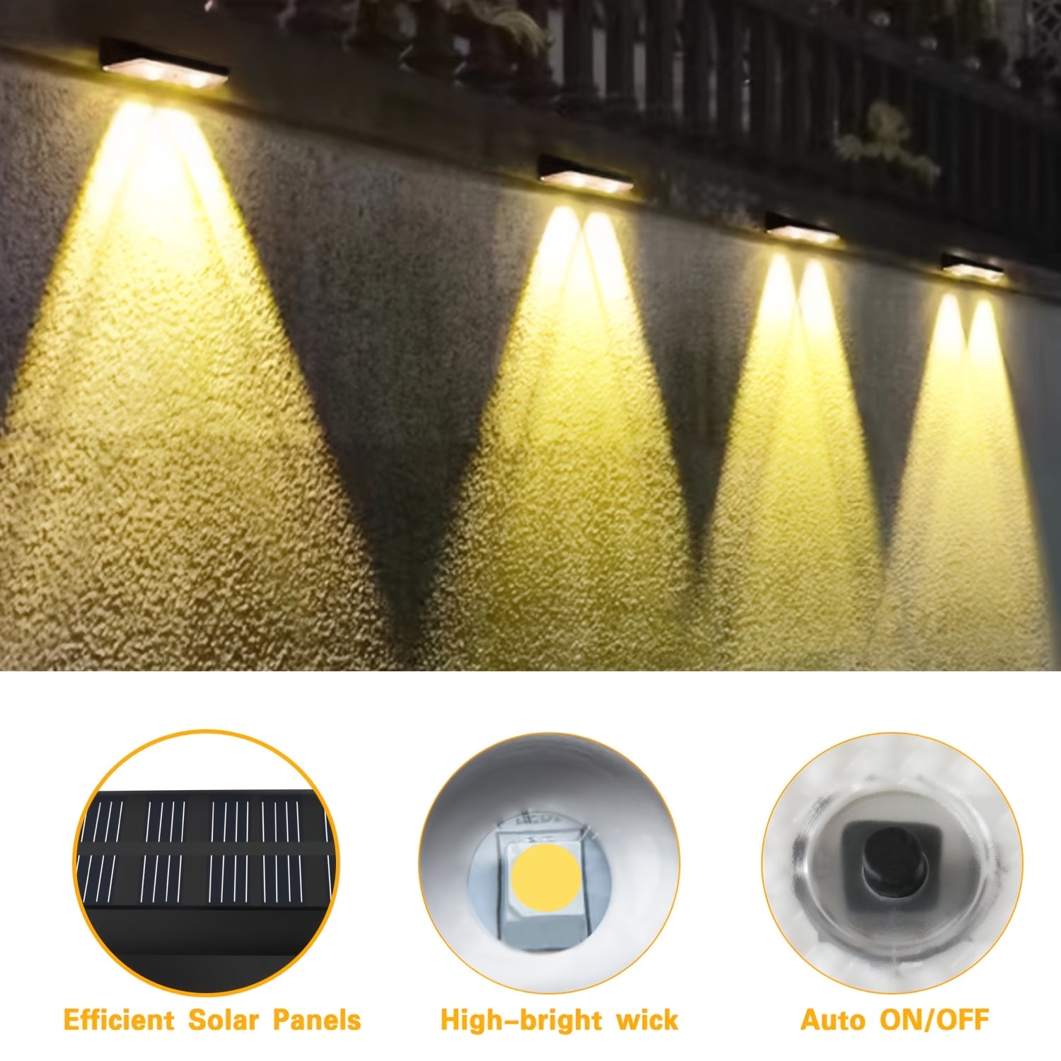4/2 Solar Fence Light, Multicolor Garden Wall Light, Area Floodlight, 9 Modes, Dusk to Dawn Lighting, Suitable for Courtyard/Railing/Steps/Stairs and Walls, Commercial Street Lighting, Christmas and Birthday Gift