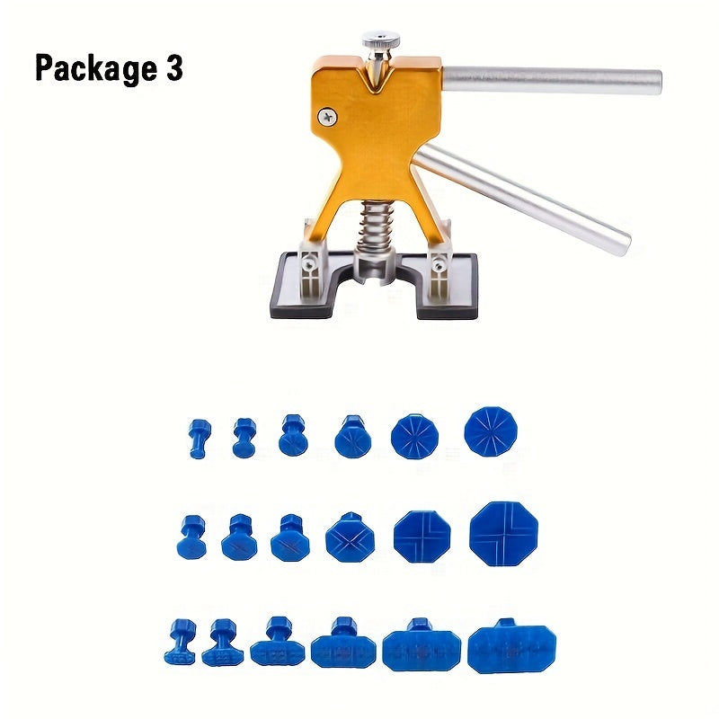 Car Dent Repair Tool – Paintless Dent Removal Kit, Auto Puller Repair Tab, Body Damage Repair Tool Set with Glue Sticks & Tabs for Small Dents