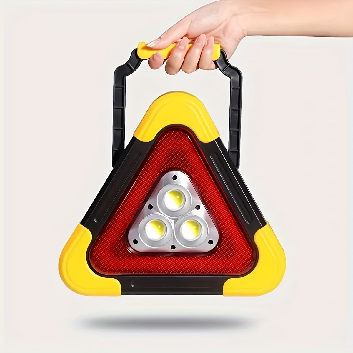 1 Solar-Powered Triangular Emergency Signal Flashlight with Adjustable Handle, Rechargeable 5-Mode Flashlight, High-Visibility Emergency Sign, Ideal for Camping, Hiking, Roadside Accidents & General Emergencies (Batteries Included), IP45