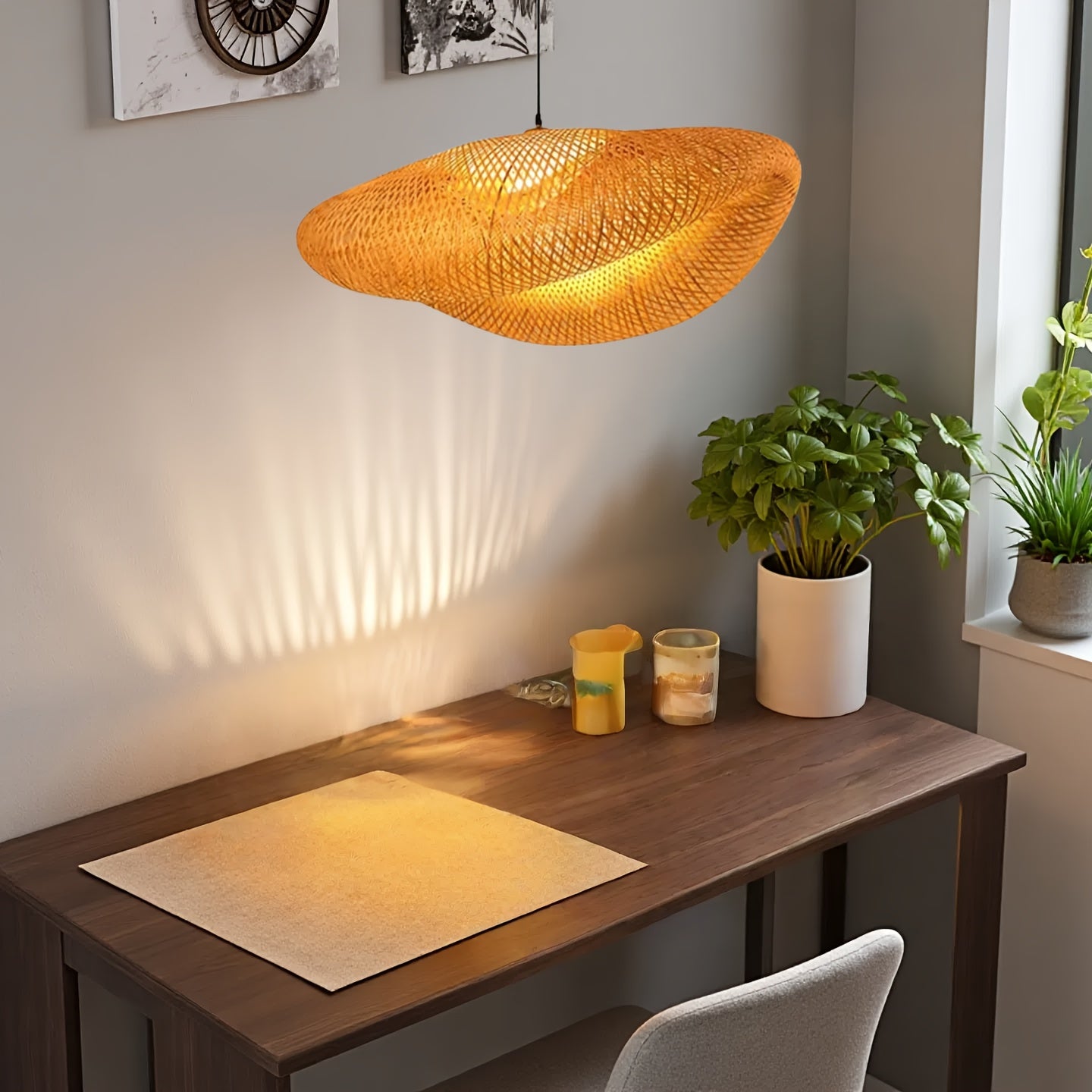 1 piece woven handmade pendant light approx. 40 cm (bulb not included)