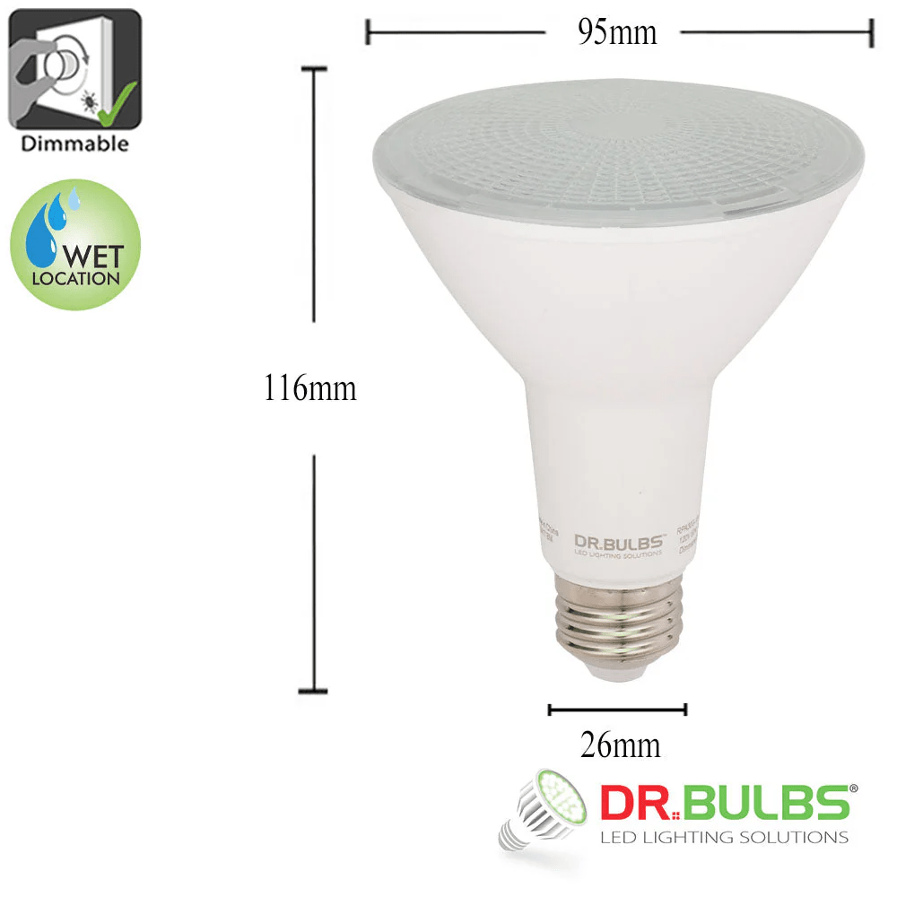 6-pack PAR30 long neck 11W (75W equivalent) 3000K soft white dimmable LED bulb, waterproof