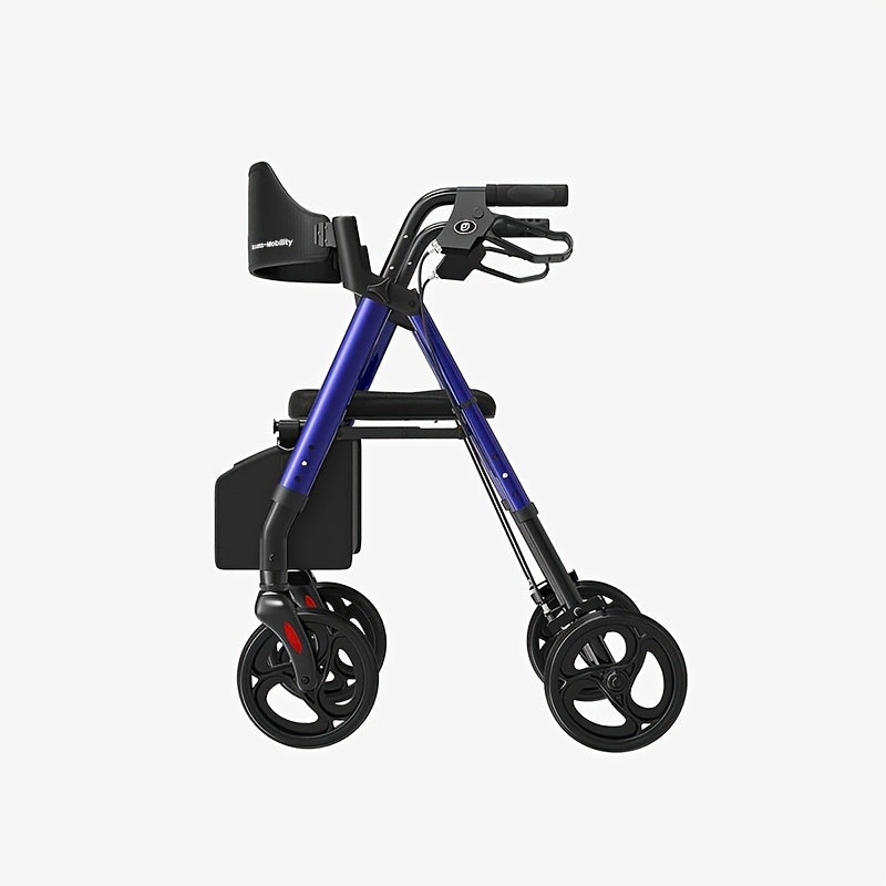 MAIDESITE经典款Z21助行车（含骑行包）——采用耐用铝合金材质，配备8英寸全地形轮胎，人体工学座椅与靠背设计，双档可调高度，最大承重300磅