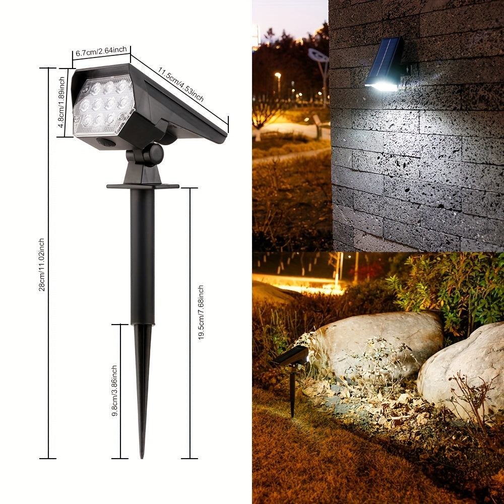 (1 piece/box) IP44 solar spotlight, outdoor ground lawn light, household outdoor landscape courtyard light, dual-purpose yard light, tree light