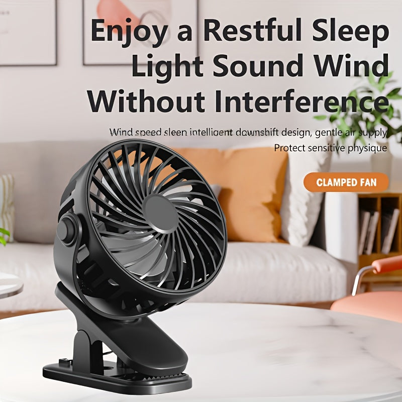 Clip-On Desktop Fan, Low Noise Powerful Airflow, Strong Clip for Firm Fixing, Stylish Portable Cooling Design, High-Quality Mini Personal Fan for Bedroom and Office
