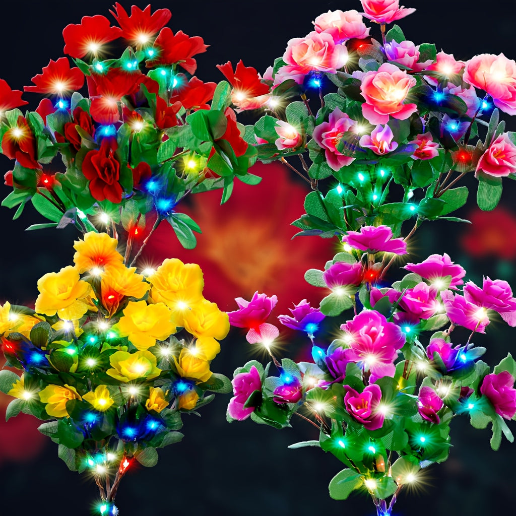 Solar Azalea Courtyard Light 2-Piece Set, IP65 Waterproof Outdoor Decoration, Suitable for Lawn / Patio, Holiday Gift (Christmas / Easter) for Mother / Wife