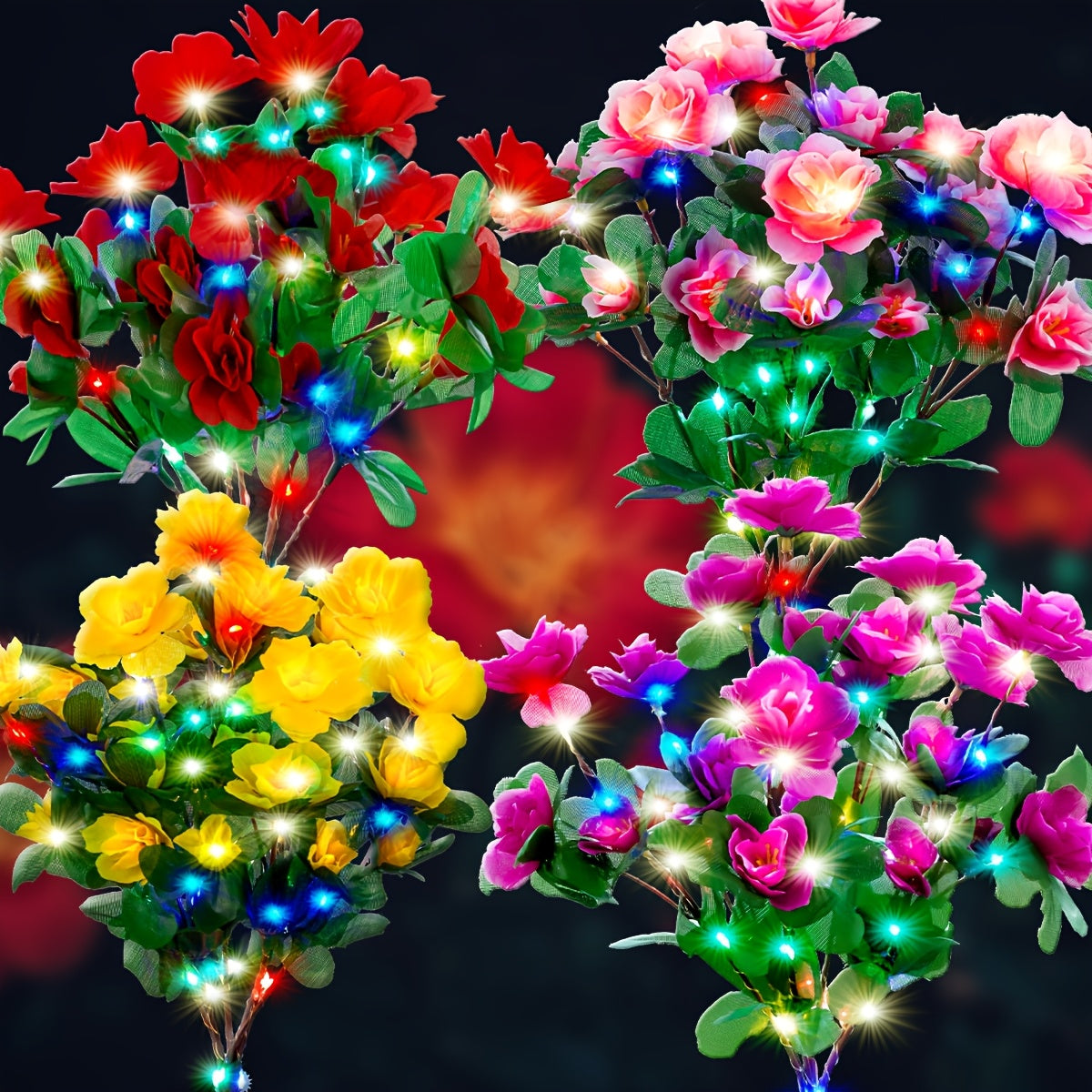 Solar Azalea Courtyard Light 2-Piece Set, IP65 Waterproof Outdoor Decoration, Suitable for Lawn / Patio, Holiday Gift (Christmas / Easter) for Mother / Wife