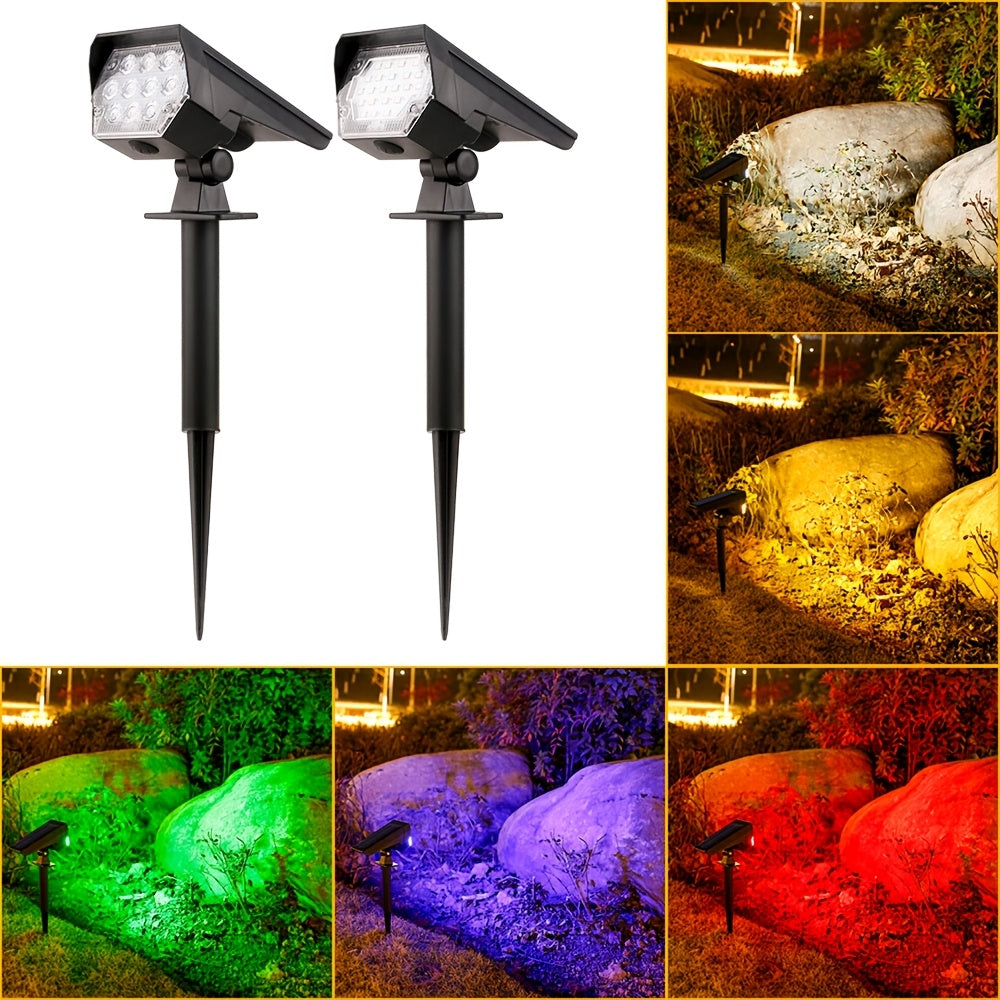 (1 piece/box) IP44 solar spotlight, outdoor ground lawn light, household outdoor landscape courtyard light, dual-purpose yard light, tree light