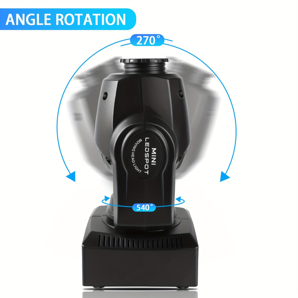 Professional moving head LED DJ light, RGBW control with sound-activated motion - pan/tilt shake effect, remote-compatible spotlight, suitable for weddings, parties, live performances, church events - RGBW color system