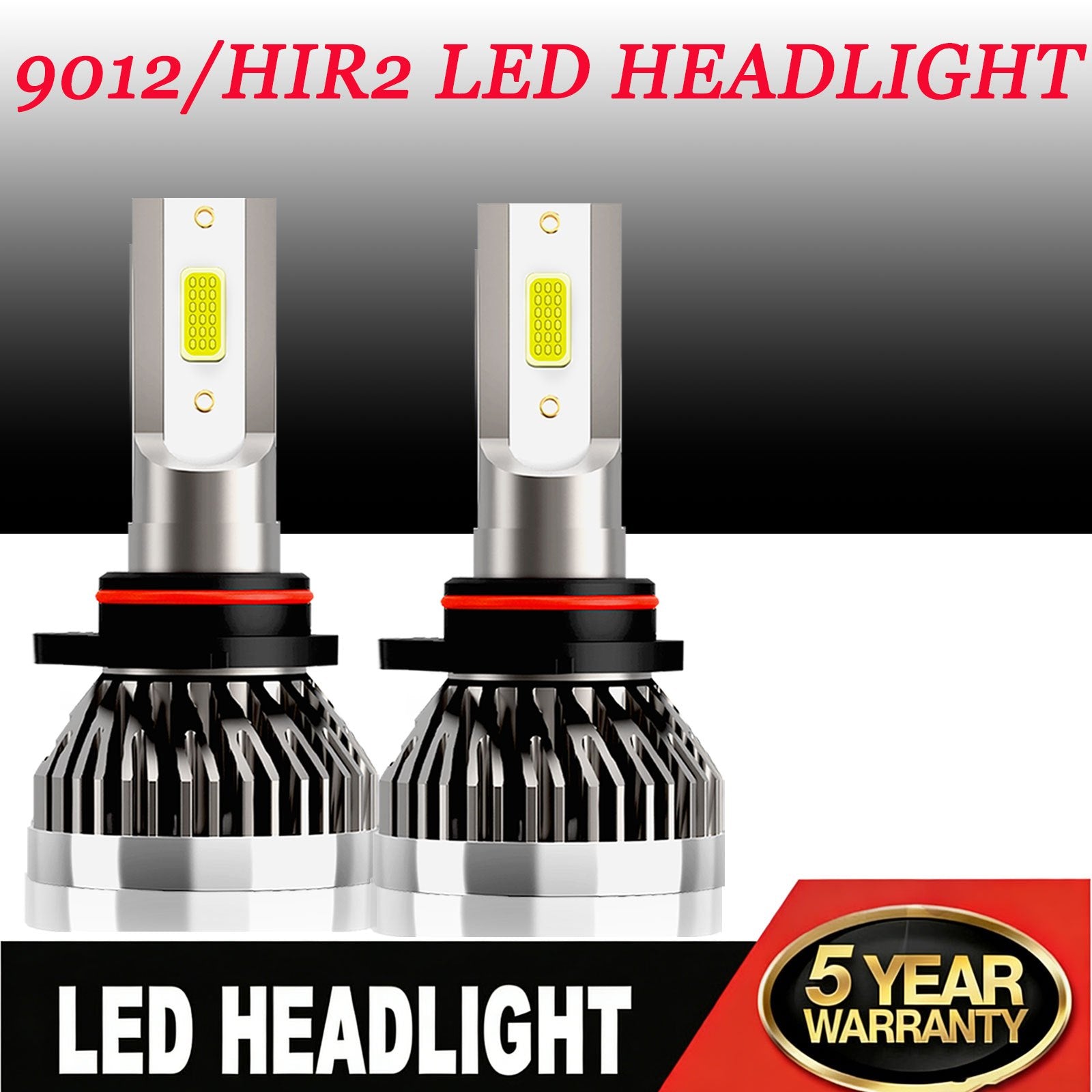 9012 HIR2 TXBILMOO 2-Pack LED Headlight Kit High/Low Beam Bulbs Bright White 10000Lm, No Battery Included