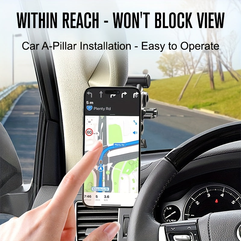 Off-Road Magnetic Phone Holder, Universal Car Off-Road A-Pillar Handle Magnetic Phone Mount, Truck A-Pillar Phone Holder, Aluminum Alloy Support Rod Car Phone Mount