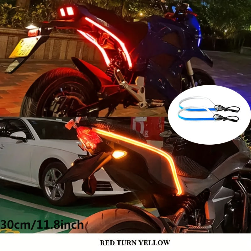 2个LED灯黄色流动灯带，灵活的灯带，适用于汽车配件，无需电池
