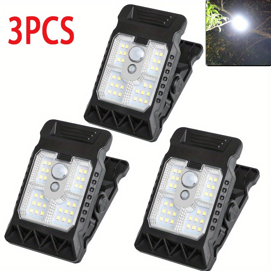 3PCS Clip Light Motion Sensor Light, New LED Solar, Multiple Lighting Modes, Warm Light Filament Bulb Creates Cozy Atmosphere, Garden Outdoor Light Security Light, Perfect for Camping, Landscape, Emergency Wall Mount