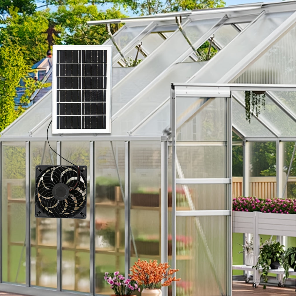 Solar Powered Ventilation Fan, Equipped with Solar Panel and Vent Exhaust System, Battery-Free Operation, Ideal Ventilation Device, Perfect for Chicken Coop, Greenhouse, Shed and Pet House