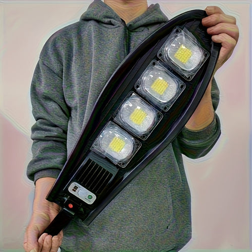 168 LED Outdoor Solar Street Light. Super Bright Illumination, Three Lighting Modes, Supports Remote Control and Motion Sensor Dimming. Perfect for Street Lighting, House Exterior Wall Lighting, Courtyard Lighting, Garage Lighting.