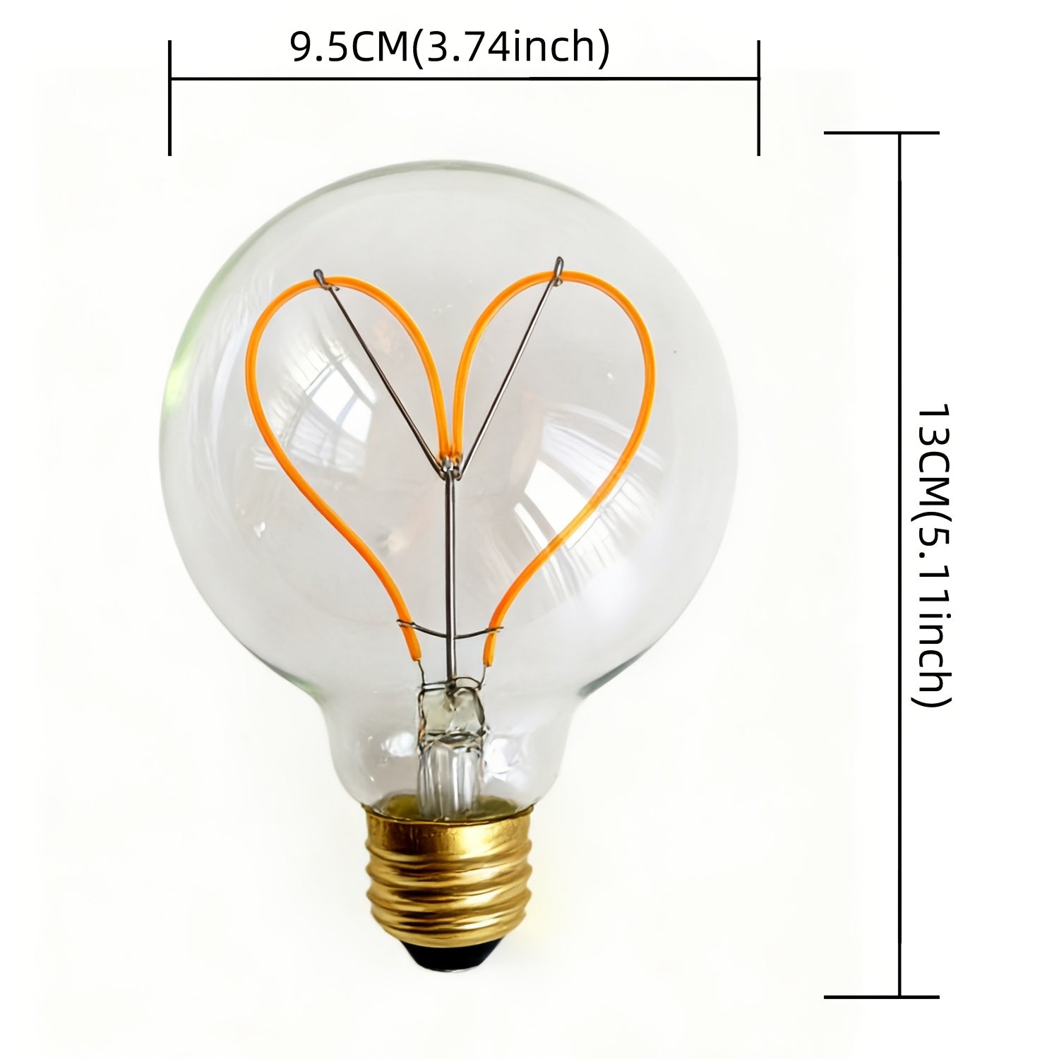 1 piece, Edison bulb LED bulb 120V 4W dimmable 2300 Kelvin super warm yellow light decorative bulb G30 heart-shaped bulb amber glass and clear glass globe bulb