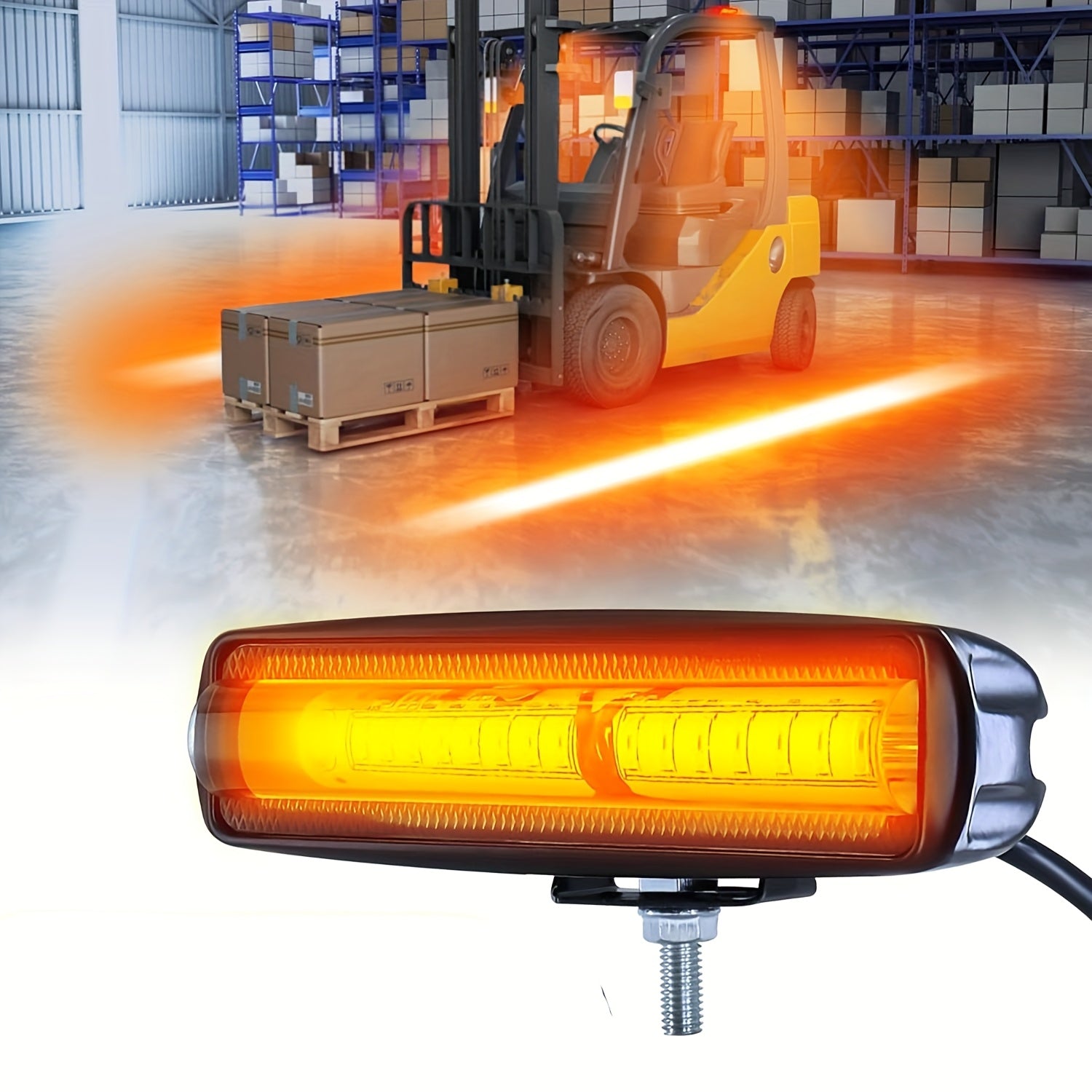 1/2-Pack LED Forklift Safety Area Light Bar, Linear LED Straight Line Light, Bracket Mounted, Wide Voltage Hardwired Available, Red Yellow Blue Optional