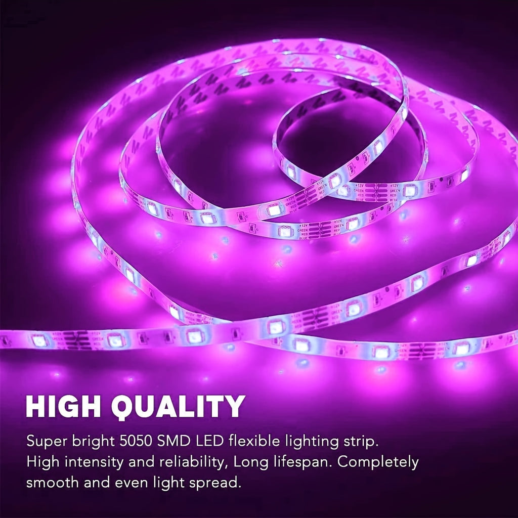 200.79 英吋/397.64 英吋/602.36 英吋/卷，12V 柔性贴片 5050 RGB LED 灯条，4PINs LED 胶带，多色，灯条。 （不含电源转接器、条形控制器）