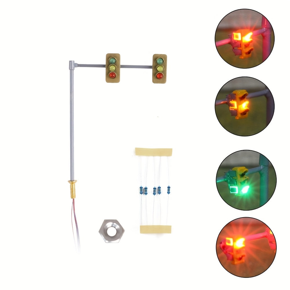 1 Set N Scale Traffic Light & Crosswalk Model, LED Pedestrian Street Signal Light, Railway & Train Layout Accessories