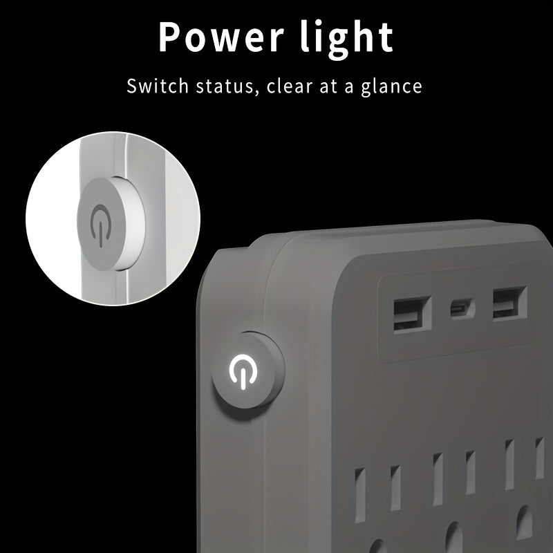 [Copy of] A Small Wall Power Socket, 3 Power Outputs, 3 USB'S And A Type-c, 6-in-1 Bundle Wall Socket. The Power Socket With Indicator Light Is Safer And Smaller, Which Makes It Easier For You To Carry When You Go Out. It Is A Gift Choice