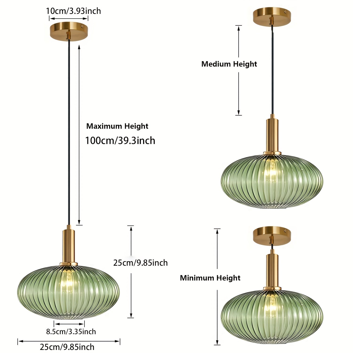 Glass pendant light, brushed gold round pendant light kitchen island large globe pendant light single hanging fixture Nordic pendant light (bulb not included)