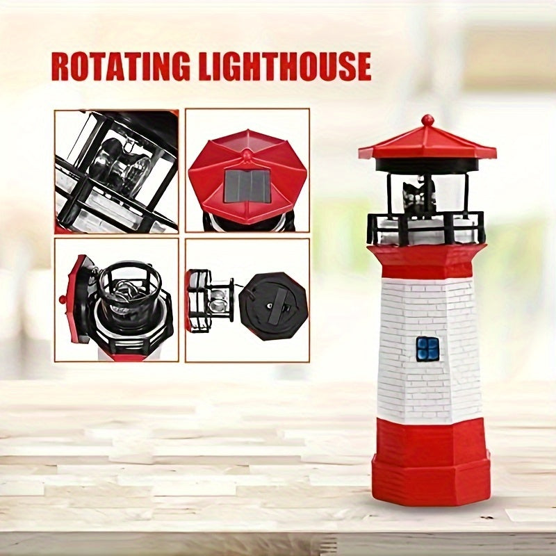 Decorative Solar Rotating Lighthouse for Courtyard and Garden, Add Charm and Security to Your Outdoor Space, Christmas Gift