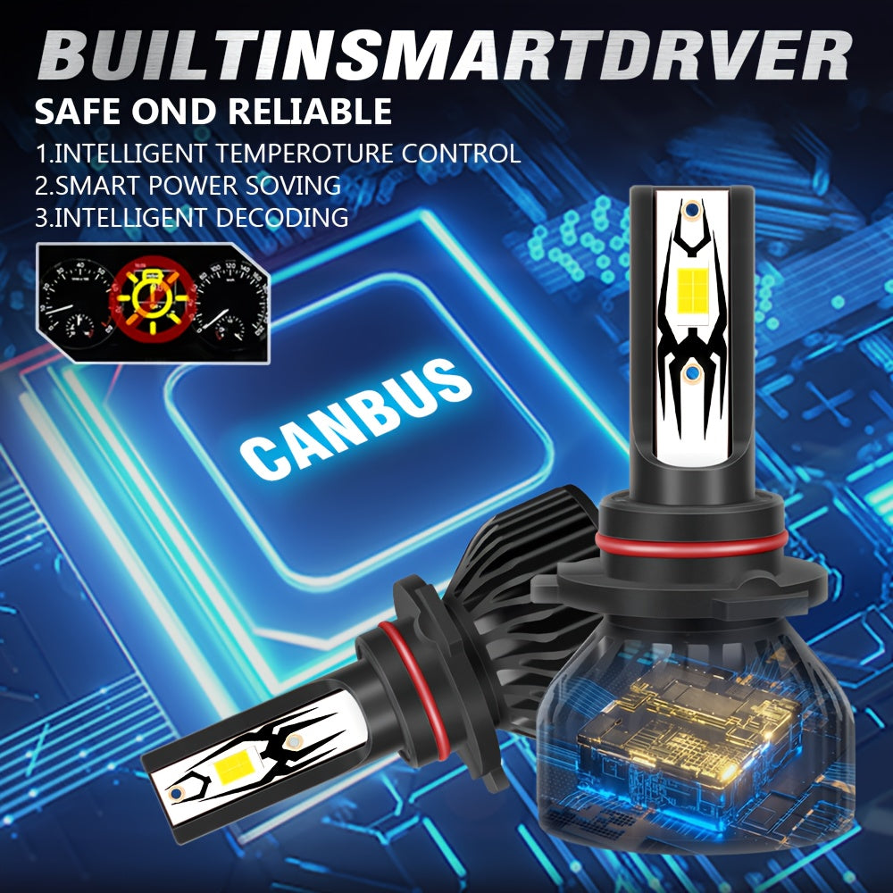 2-Pack H7 LED Bulbs 9005/HB3 9006/HB4 CANBUS Headlight Bulbs 210W Power Dual-Side CSP Chip 6500K Super White Light + 900% Brightness Increase 60,000 Hours Lifespan 12V/24V Universal