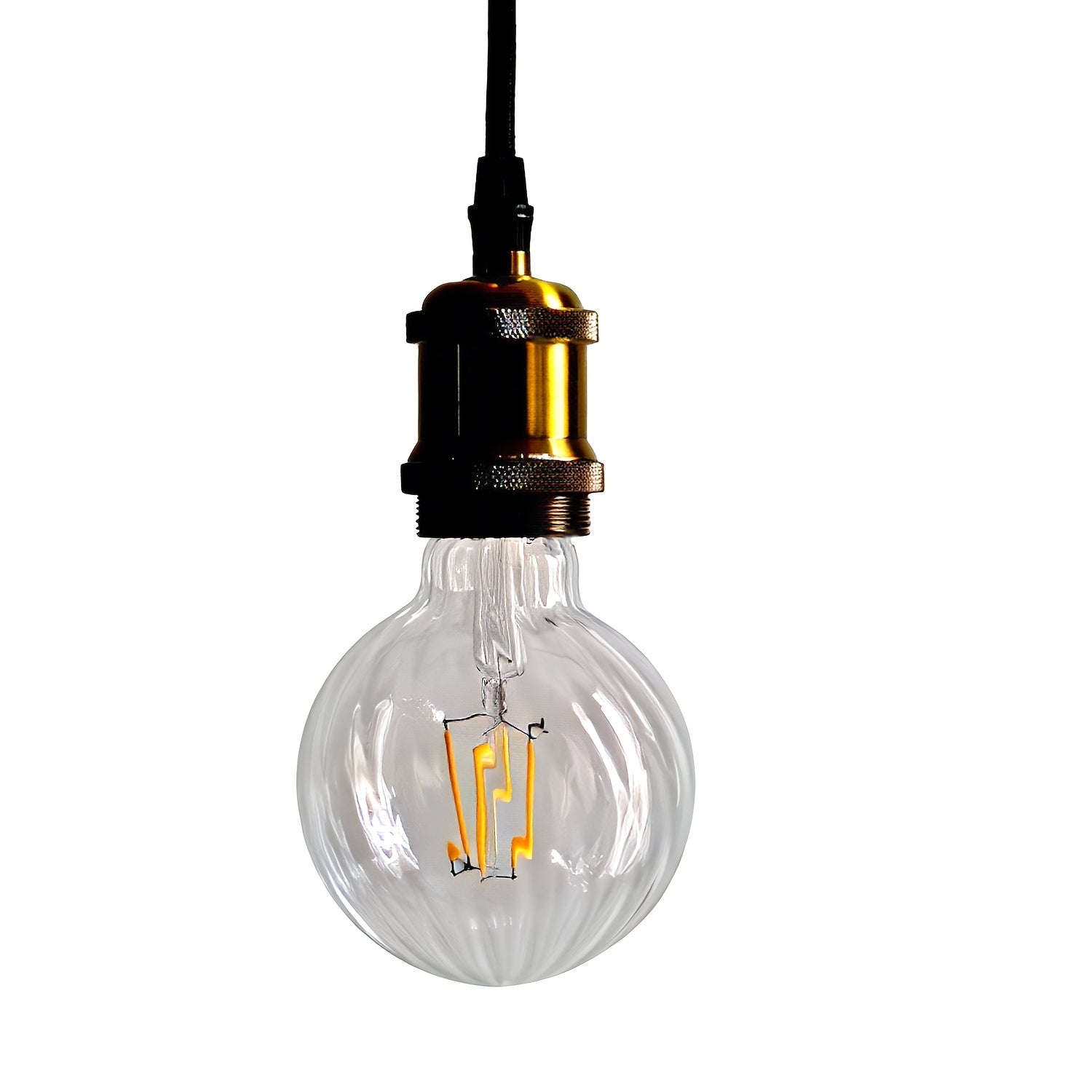 1-pack, vintage LED bulb wave gold tone 4W 120V E26 Edison classic decorative bulb 2700Kelvin warm light amber glass clear glass