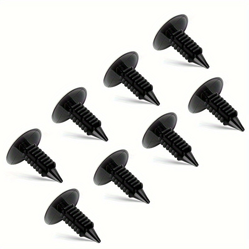 50/100-Pack 8mm Auto Plastic Barbed Christmas Tree Rivet Clips – Plastic Push Retainer Rivets, Bumper Clips, Fender Clips for GM & Ford