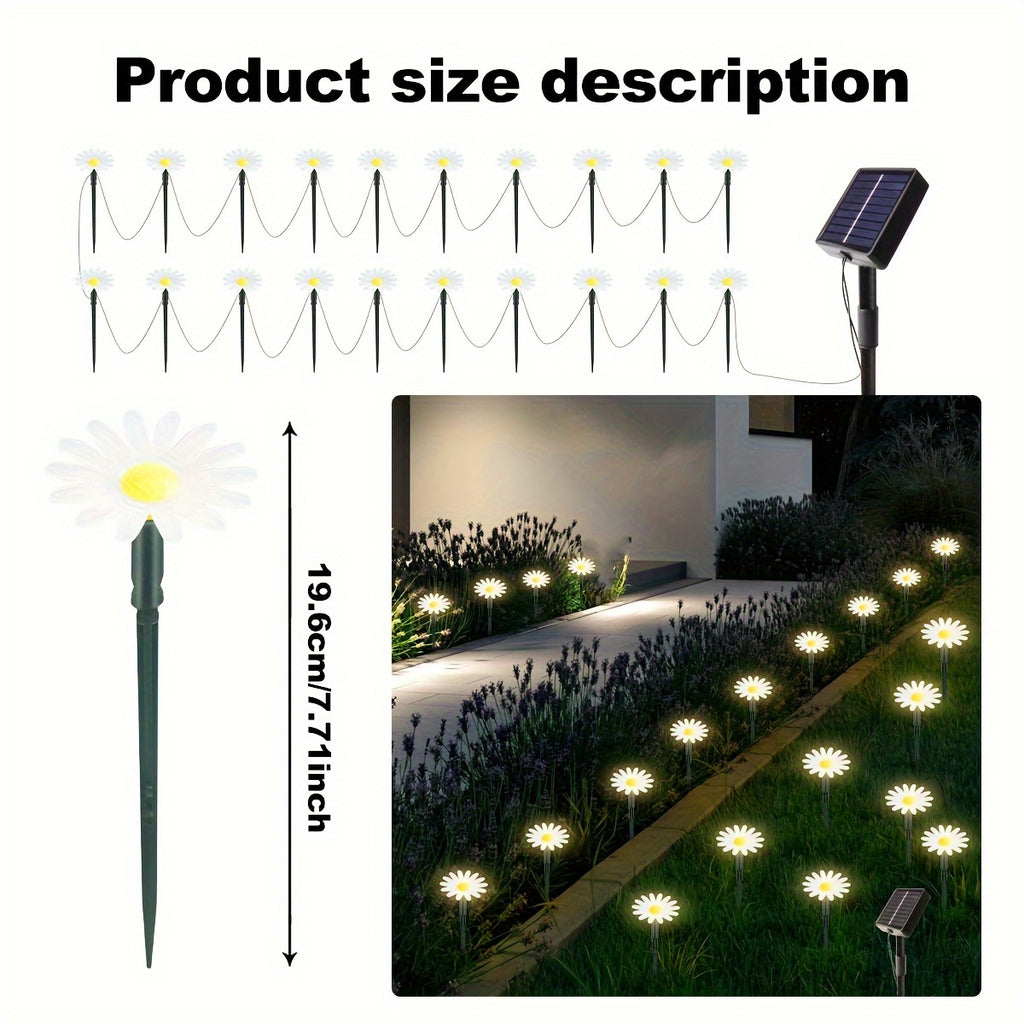 1 Set of 20 LED Solar Flower Lights, 8-Mode Outdoor Decorative Light, IP44 Waterproof, Suitable for Home, Wedding, Holiday and Party - Powered by Solar Lithium Battery, Outdoor Lighting | Flower Decoration | Solar Courtyard Light