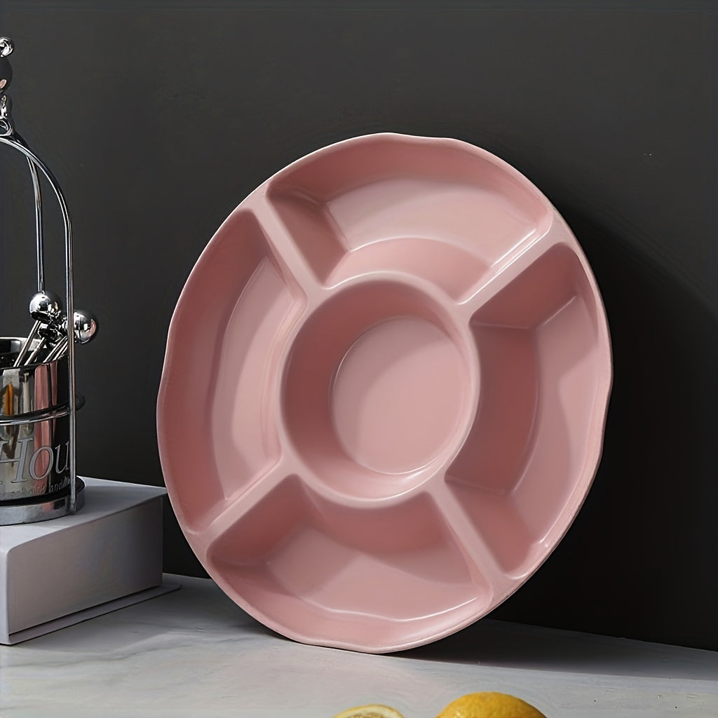 1 Piece, Creative Nut Tray with 3 Sizes, Dried Fruit Dish, Plastic Snack Plate, Divided Candy Bowl, Dessert Plate, Food Container, Fruit Tray – Decorative Serving Plate for Kitchen & Living Room (Beige / Blue / Green / Pink / Navy / Gray)