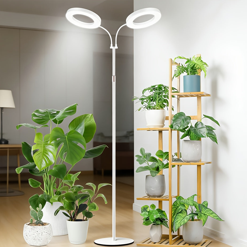Indoor Floor Plant Grow Light, Full Spectrum Plant Light with 68 Inch (Approx. 172.7cm) Stand, Suitable for Large Tall Plants, White Halo Grow Light with 6/12/16H Timer, 3 Light Modes & 5 Dimming Levels