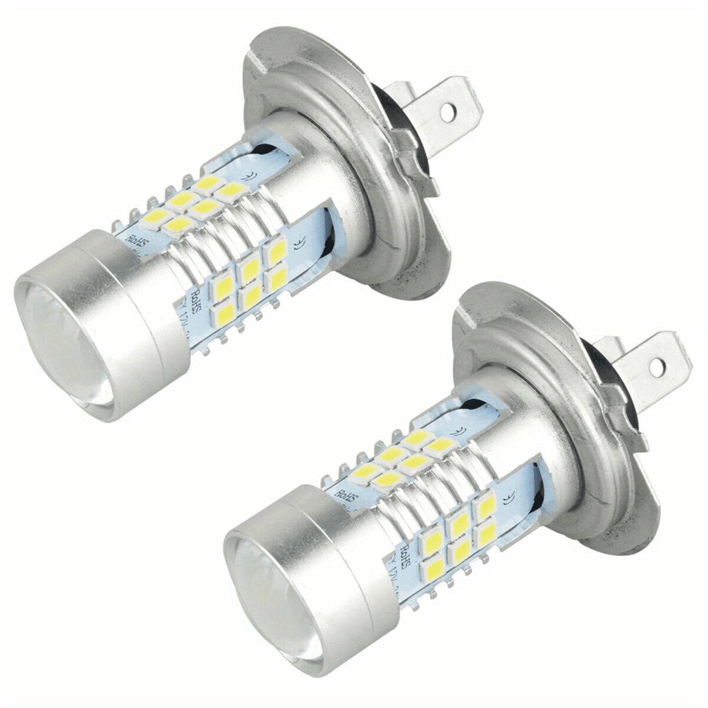 2Pcs H7/H4 LED Headlights High/Low Beam 6000K Super White 800-1000 Lumens, DRL Compatible COB Chip Technology 12V-24V 110W Dimmable, Adjustable Beam, Modern Vehicle Accessories, Aluminum Heatsink