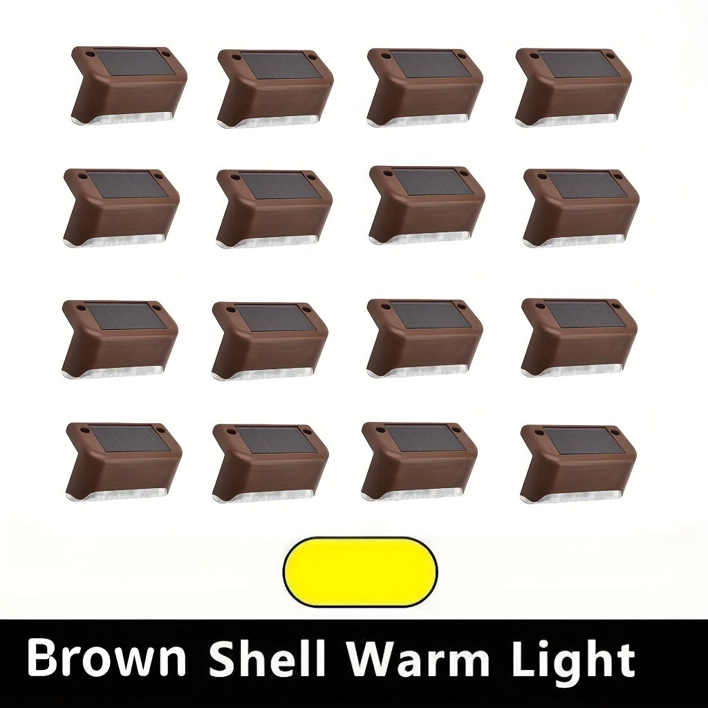 16 Pack Solar Deck Light Set, Solar Step Light LED Courtyard Decorative Outdoor Light, IP44 Waterproof, Suitable for Outdoor Railings, Stairs, Fences, Posts, Walkways, Courtyards, Gardens, Poolside - Perfect for Halloween and Christmas Decoration