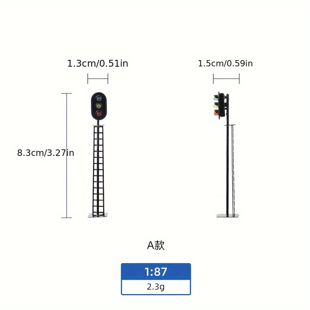1 Set 1:87 HO Scale Model Railroad Track Signal Set, Includes Green, Red & Yellow Block Signals, 2-light & 3-light Configurations, Designed for Miniature Landscapes & Dioramas