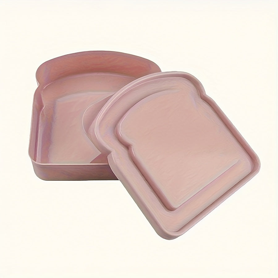 Sandwich Box, Lunch Box – Plastic Toast-Shaped Food Storage Container with Lid – Microwave & Dishwasher Safe – Perfect for Home or Adults (Colorful)