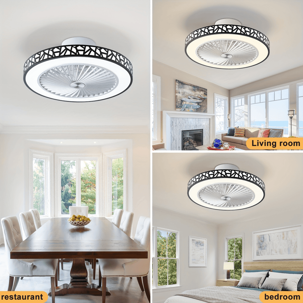 19" Low Profile Ceiling Fan with Remote, Modern Flush Mount Ceiling Fan, Dimmable LED with 3 Color Temperatures, 6-Speed Reversible Fan, for Bedroom, Living Room, Office, Indoor Use