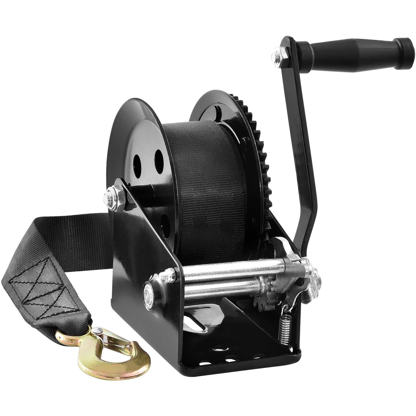 VEVOR Hand Winch, 1200/1600/2000/3500 lbs Pulling Capacity, Boat Trailer Winch with 23 ft Polyester Strap and Two-Way Ratchet, for Trailer, Boat or ATV Towing