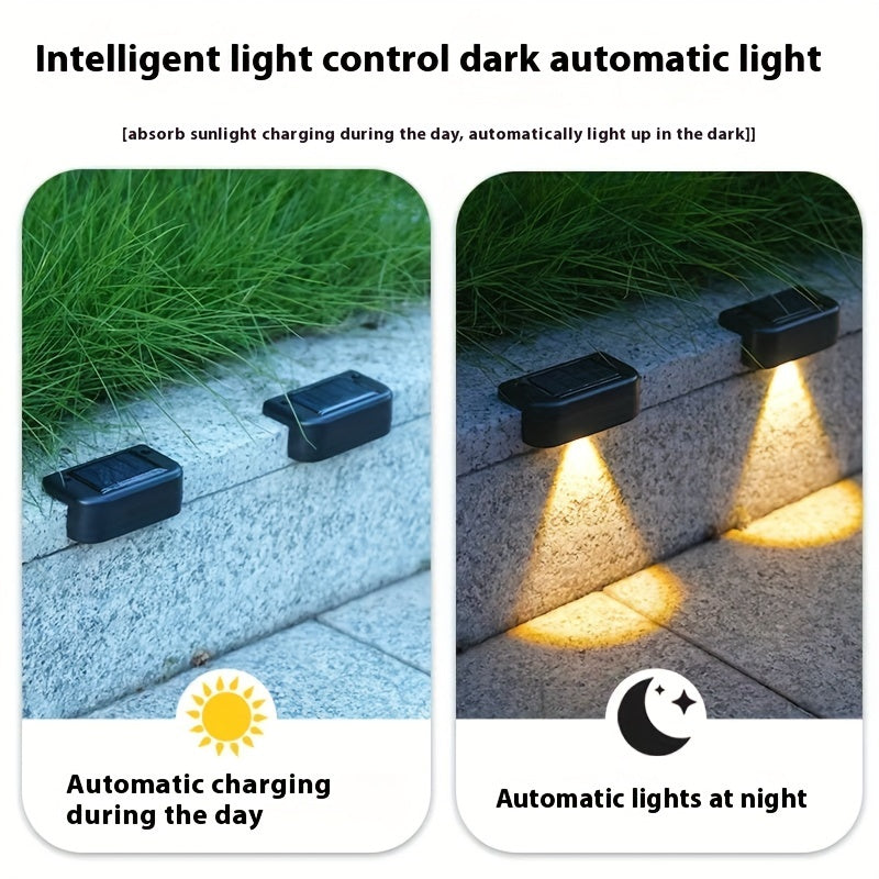 Solar Outdoor Deck Light, Porch Courtyard Exterior Wall Washer Light, 7-Shaped Wall Top Sconce, Automatic On/Off Night Lighting