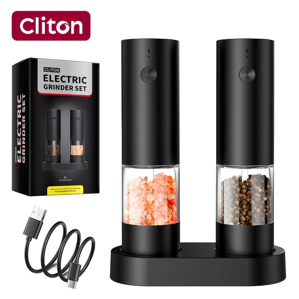 Electric Salt and Pepper Grinder, Automatic Battery-Operated Pepper Mill, Adjustable Coarseness, Easy Refill, Upgraded Large Capacity with LED Light, One-handed Operation, Perfect for Kitchen, Dining Table and Gifting